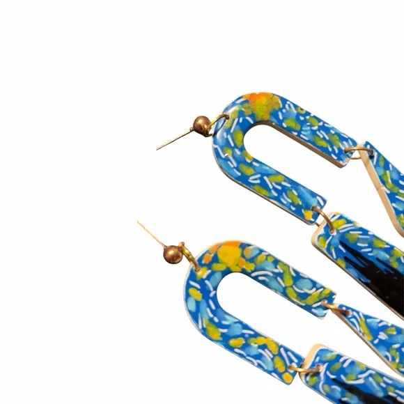 Van Gogh abstract earrings - Picture 3 of 3